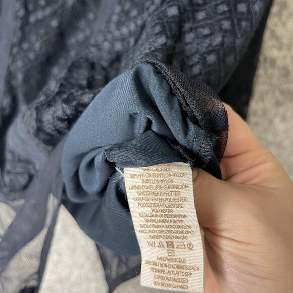 Free People Bodysuit Womens Medium Black Long Sleeve Sheer Lace Mesh Layer Top - Picture 6 of 7